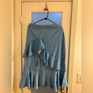 soft denim maxi skirt